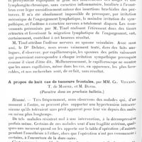 0710 - Page 640 - Société de neurologie de Paris. Séance du 10 avril 1929. Communications et présentations. Oedème dur traumatique de la main consécutif à une morsure. Rôle des troubles sympathiques, vaso-moteurs et trophiques, par J. Tinel et C. Moncany / A propos de huit cas de tumeurs frontales, par MM. Cl. Vincent, T. de Martel, et M. David