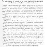 0713 - Page 643 - Société de neurologie de Paris. Séance du 10 avril 1929. Communications et présentations. A propos de huit cas de tumeurs frontales, par MM. Cl. Vincent, T. de Martel, et M. David / Un nouveau cas de tumeur de la poche crânio-pharyngée (poche de Rathke), par Cl. Vincent et Marcel David / Paralysie ascendante aiguë, par MM. L. Babonneix et A. Duruy