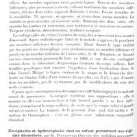 0728 - Page 658 - Société de neurologie de Varsovie. Séance du 1er février 1929. Tumeur du lobe frontal comprimant le corps calleux, par K. Poncz (Service du Dr Bregman à l'hôpital Czyste) / Encéphalite et hydrocéphalie chez un enfant présentant une rigidité décérébrée, par St. Pienkowski (Service des maladies nerveuses de l'Ecole de santé militaire)