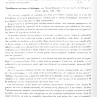 0738 - Page 668 - Analyses. Bibliographie. L'année psychologique, publiée par Henri Piéron. Secrétaire de la rédaction, Marcel François..., F. Alcan édit., Paris 1928 / Problèmes sociaux et biologie, par Henri Damaye..., Paris, Alcan, édit. 1929