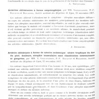 0748 - Page 678 - Analyses. Neurologie. Études générales. Sémiologie. Les attitudes anormales de la main dans les syndromes parkinsoniens, en particulier postencéphalitiques (Die Handstellungen bei parkinsonisticher Erkrankungen, insbesondere beim metencephalitischem Parkinson), par A. Meyer. Deutsche Zeitschrift für Nervenheilkunde... / Artérites oblitérantes à forme amyotrophique, par MM. Gallavardin, P.-P. Ravault et Malartre. Société médicale des hôpitaux de Lyon... / Artérite oblitérante à forme de névrite ischémique (ulcère trophique du dos du pied, douleurs, atrophie musculaire) sans claudication intermittente ni gangrène, par MM. L. Gallavardin, P.-P. Ravault et Malartre. Société médicale des hôpitaux de Lyon... / Chorée de Sydenham et hérédo-syphilis, par MM. Mouriquand, Bernheim et Mme Vincent. Société médicale des hôpitaux de Lyon...