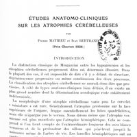 0791 - Page 721 - Mémoires originaux. Études anatomo-cliniques sur les atrophies cérébelleuses, par Pierre Mathieu et Ivan Bertrand (Prix Charcot 1928)