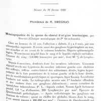 0891 - Page 821 - Société de neurologie de Varsovie. Séance du 16 février 1929. Méningopathie de la queue de cheval d'origine leucémique, par Stepien (Clinique neurologique du Pr Orzechowski)