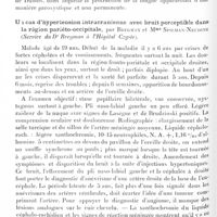 0894 - Page 824 - Société de neurologie de Varsovie. Séance du 16 février 1929. Le symptôme linguo-salivaire dans la maladie de Parkinson, par M. W. Sterling / Un cas d'hypertension intracrânienne avec bruit perceptible dans la région pariéto-occipitale, par Bregman et Mme Spilman-Neuding (Service du Dr Bregman à l'Hôpital Czyste) / Ataxie de Leyden chez un syphilitique, par St-Leniowski (Clinique neurologique du Pr Orzechowski)