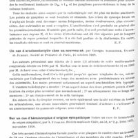 0938 - Page 868 - Analyses. Neurologie. Études spéciales. Dystrophies. La radiothérapie de la maladie de Raynaud, par Monier-Vinard, L. Delherm et Henry Beau. Gazette des hôpitaux... / Un cas d'arachnodactylie chez un nouveau-né, par Georges Schreiber, Duhem et Jubert. Société de pédiatrie de Paris... / Sur un cas d'hémiatrophie d'origine sympathique (Sobre un caso de hemiatrofia de origen simpatico), par A. Vivaldo. Revista medica de Chile... / De la lipodystrophie progressive, par M. J. Sereiski... Sbornik po psychonevrologuii...