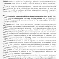 0945 - Page 875 - Analyses. Neurologie. Études spéciales. Névroses. Les tics et les phénomènes analogues, par Kinner Wilson. The Journal of Neurology and Pathology... / Maladie des tics chez un hérédosyphilitique, influence favorable du traitement spécifique, par L. Cornil et Kissel. Société de médecine de Nancy... / Sur le mécanisme physiologique de certains troubles hystériques et leur rapport avec les phénomènes d'origine extrapyramidale, par G. Marinesco, M. et Mme Nicolesco et C. Iordanesco. Journal de psychologie...