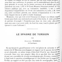 0974 - Page 904 - Xe Réunion neurologique internationale annuelle. 3-6 juin 1929. Séance du mardi 4 juin (matin). Allocution de M. L. Babonneix... / Le spasme de torsion, par Auguste Wimmer...