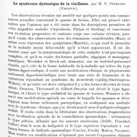 1007 - Page 937 - Xe Réunion neurologique internationale annuelle. 3-6 juin 1929. Séance du mardi 4 juin (matin). A propos de la question du tonus, par M. J.-A. Chavany / Le syndrome dystonique de la vieillesse, par M. V. Sterling...