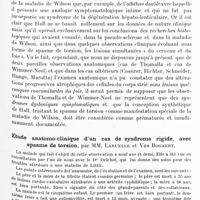 1011 - Page 941 - Xe Réunion neurologique internationale annuelle. 3-6 juin 1929. Séance du mardi 4 juin (matin). Le syndrome dystonique de la vieillesse, par M. V. Sterling... / Etude anatomo-clinique d'un cas de syndrome rigide, avec spasme de torsion, par MM. Laruelle et Van Bogaert