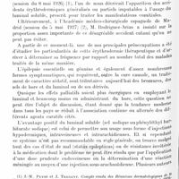 1237 - Page 1168 - Société de neurologie de Paris. Séance du 6 juin 1929. La malariathérapie dans les affections syphilitiques du système nerveux. Bilan sur quatre ans de thérapie. Résultats cliniques et biologiques, par M. Démètre Em. Paulian... / Sur les érythrodermies produites par le luminal sodique, par MM. B. Rodriguez-Arias et M. Garcia-Gonzalo...