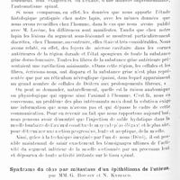 1305 - Page 1236 - Société de neurologie de Paris. Séance du 30 mai 1929. Communications et présentations. Echinococcose expérimentale intraspinale chez le lapin. Section totale de la moelle. Etude physiologique et histologique, par MM. F. Devé et J. Lhermitte. (Travail de la Fondation Dejerine) / Syndrome du cône par métastase d'un épithélioma de l'utérus, par MM. G. Roussy et N. Kyriaco