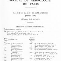 0095 - Page 43 - Société de neurologie de Paris. Liste des membres (année 1930) (86 ayant droit de vote)