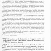 0129 - Page 77 - Société de neurologie de Paris. Séance du 9 janvier 1930. Tumeur du cervelet, par MM. L. Babonneix et J. Sigwald / Paralysie transitoire après diminution de l'oxygène respiré aux très hautes altitudes (anoxhémie cérébrale vraisemblable), par MM. P. Béhague et Garsaux