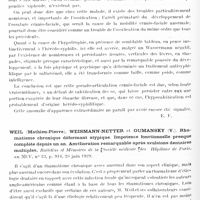 0176 - Page 124 - Analyses. Neurologie. Études spéciales. Dystrophies. Leri (André) et Lelong (Lucien). Mobilité anormale entre la face et le crâne. Pseudo-articulation cranio-faciale. Bulletins et mémoires de la Société médicale des hôpitaux de Paris... / Weil (Mathieu-Pierre), Weismann-Netter et Oumansky (V.). Rhumatisme chronique déformant atypique. Impotence fonctionnelle presque complète depuis un an. Amélioration remarquable après avulsions dentaires multiples. Bulletins et mémoires de la Société médicale des hôpitaux de Paris... / Tremolières (F.), Lhermitte (J.), Tardieu (A.) et Carteaud (A.). Sclérodermie atrophique généralisée avec syndrome ovaro-mammaire (syndrome génito-sclérodermique) d'origine tuberculeuse. Bulletins et mémoires de la Société médicale des hôpitaux de Paris...