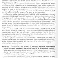 0180 - Page 128 - Analyses. Psychiatrie. Études générales. Sémiologie. Heuher (G.) et Lamache (A.). Le mentisme. Encéphale... / Vivaldo (Juan Carlos). Sur un cas de paralysie générale progressive à forme maniaque dépressive périodique alterne et d'évolution prolongée (Sobre un caso de paralisis general progressiva a forma maniaco-depresiva periodica alterna y de evolucion prolongada). Revista de Neurologia, Psiquiatria y Medicina legal del Uruguay...