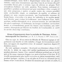 0526 - Page 474 - Réunion neurologique de Strasbourg (Filiale de la Société de neurologie de Paris). Séance du 8 juin 1929. Arachnoïdite disséminée simulant la sclérose en plaques. Vérification opératoire, par M. J.-A. Barré et Mlle Andlauer / Crises d'hypersomnie dans la maladie de Thomson. Action remarquable de l'insuline, par M. J.-A. Barré et Mlle Andlauer