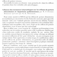 0696 - Page 642 - Société de neurologie de Paris. Séance du 3 avril 1930. Mécanisme d'action de la bulbo-capnine sur le tremblement parkinsonien, par M. Delmas-Marsalet (présenté par M. Claude) / Influence des excitations labyrinthiques sur les réflexes de posture élémentaires et l'hypertonie parkinsonienne, par M. P. Delmas-Marsalet (présenté par M. R. Thévenard)
