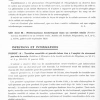 0728 - Page 674 - Analyses. Neurologie. Études générales. Anatomie pathologique. Sierra (Adolfo M.)... La microglie dans l'encéphale des paralytiques traités par la malariathérapie (La microglia en el encefalo de paraliticos malazirados). La Semana Medica... / Infections et intoxications. Porot (A.). Troubles sensitifs et pseudo-tabes dus à l'emploi du stovarsol par voie buccale. Bulletins et mémoires de la Société médicale des hôpitaux...