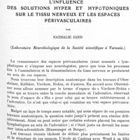 0791 - Page 737 - Mémoires originaux. L'influence des solutions hyper et hypotoniques sur le tissu nerveux et les espaces périvasculaires, par Nathalie Zand (Laboratoire neurobiologique de la Société scientifique à Varsovie)