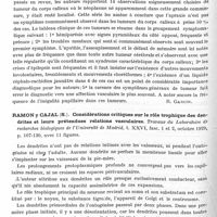 0872 - Page 818 - Analyses. Neurologie. Physiologie. Pollock (Lewis-J.) et Davis (Lotal). Le tonus musculaire dans les états parkinsoniens (Muscle tone in Parkinsonian States). Archives of Neurology and Psychiatry... / Redvers Ironside et Manfied Guttmacher. Le corps calleux et ses tumeurs (The corpus callosum and its tumors). Brain... / Ramon y Cajal (S.). Considérations critiques sur le rôle trophique des dendrites et leurs prétendues relations vasculaires. Travaux du laboratoire de recherches biologiques de l'Université de Madrid...