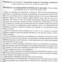 0889 - Page 835 - Analyses. Neurologie. Études spéciales. Liquide céphalo-rachidien. Marinesco, Sager et Grigoresco. Considération sur la pathogénie, le diagnostic et le traitement des méningites séreuses. Journal de neurologie et de psychiatrie... / Rivoire (R.). La rachianesthésie contrôlable par la spinocaïne. Presse médicale... / Pires (Waldemiro). Ponction sous-occipitale. Presse médicale...
