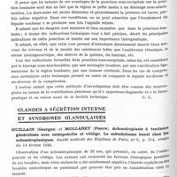 0890 - Page 836 - Analyses. Neurologie. Études spéciales. Liquide céphalo-rachidien. Pires (Waldemiro). Ponction sous-occipitale. Presse médicale... / Glandes à sécrétion interne et syndromes glandulaires. Guillain (Georges) et Mollaret (Pierre). Achondroplasie à tendance généralisée avec ostéopoécilie et vitiligo. Le métabolisme basal chez les achondroplasique. Société médicale des hôpitaux de Paris... / Paisseau et Oumansky. Syndrome hypophysaire avec cirrhose du foie et splénomégalie. Société médicale des hôpitaux de Paris...
