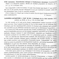 0896 - Page 842 - Analyses. Psychiatrie. Études générales. Lévy-Valensi (J.). L'illusion des sosies. Gazette des hôpitaux... / Fos (Antonion). Contribution clinique à l'hallucinose chronique (Contribucion clinica a la alucinosis cronica). Boletin del Instituto psiquiatrici del Rosario... / Laignel-Lavastine et Fay (H.-M.). L'étiologie de la folie morale. Paris médical... / Witry... Lettres de deux prêtres homosexuels. Guérison après fièvre typhoïde. Homosexualité et traumatisme. Annales médico-psychologiques...