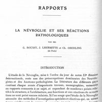 0932 - Page 878 - XIe réunion neurologique internationale annuelle 3-4 juin 1930. Séances du 3 juin. Rapports. La névroglie et ses réactions pathologiques, par MM. G. Roussy, J. Lhermitte et Ch. Oberling...