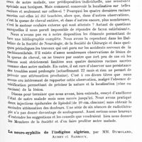 1207 - Page 1153 - Société de neurologie de Paris. Séance du jeudi 5 juin 1930. Lésion persistante des 3es, 4es, 5es et 6es racines sacrées consécutives à une rachianesthésie, par M. J. Boisseau... / La neuro-syphilis de l'indigène algérien, par MM. Dumolard, Aubry et Sarrouy