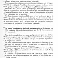 1233 - Page 1179 - Société de neurologie de Paris. Séance du jeudi 5 juin 1930. Les fortes hypertensions céphalo-rachidiennes d'origine veineuse. Leur latence. La discordance manométrique et clinique, par M. A. Porot... / Deux cas d'emphysème cérébral posttraumatique. Guérison par interventions chirurgicales minimes, par M. H. Brunschweiler...