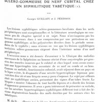 0090 - Page 27 - Mémoires originaux. Névrite hyperthrophique chronique scléro-gommeuse du nerf cubital chez un syphilitique tabétique, par Georges Guillain et J. Périsson