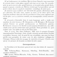 0119 - Page 56 - Société de neurologie de Paris. Séance du 8 janvier 1931. Allocution de M. A. Baudouin... / Correspondance