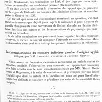 0130 - Page 67 - Société de neurologie de Paris. Séance du 8 janvier 1931. A propos de la communication de M. César Juarros... sur le signe de Babinski chez les nouveau-nés, par M. Auguste Tournay / Isothermoesthésie du membre inférieur gauche d'origine syphilitique, par MM. Laignel-Lavastine et Jacques Odinet