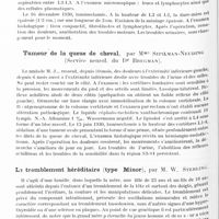 0429 - Page 366 - Société de neurologie de Varsovie. Séance du 22 novembre 1930. Un cas de pachyméningite hypertrophique dans la région de la queue de cheval, par MM. Pinczewski et Krakowski (Services des maladies nerveuses à l'Hôpital Czyste, Varsovie. Méd. en chef : E. Flatau e L. Bregman) / Tumeur de la queue de cheval, par Mme Szpilman-Neuding (Service neurol. du Dr Bregman) / Le tremblement héréditaire (type Minor), par M. W. Sterling