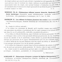0461 - Page 398 - Analyses. Neurologie. Études générales. Sémiologie. Marinesco (G.), Kreindler (A.) et Cohen (E.). Chorée aiguë et catalepsie (Corea acuta e catalessia). Riforma medica... / Wangel (G.). Troubles moteurs de la main par lésion du faisceau pyramidal (Bewegungsstorungen in der hand bei pyramidenbahnenlasion). Acta psychiatrica et neurologica... / Markow (D.). Les réflexes de flexion plantaire des orteils (Ueber Zehenreflexe vom Plantarbegeutypus). Deutsche Zeitschrift für Nervenheilkunde... / Schilder (P.). Remarques cliniques à propos de légères hémiparésies (Beobachtungen an leichten Hemiparesen). Deutsche Zeitschrift für Nervenheilkunde...