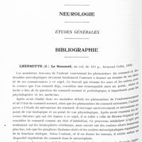 0733 - Page 670 - Analyses. Neurologie. Études générales. Bibliographie. Lhermitte (J.). Le sommeil... Armand Colin, 1931