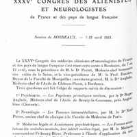 0911 - Page 848 - XXXVe Congrès des aliénistes et neurologistes de France et des pays de langue française. Session de Bordeaux. - 7-12 avril 1931