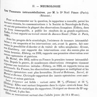 0916 - Page 853 - XXXVe Congrès des aliénistes et neurologistes de France et des pays de langue française. Session de Bordeaux. - 7-12 avril 1931. Rapports. I. Psychiatrie. Les psychoses périodiques tardives, par M. le Dr Roger Anglade... (résumé) / II. Neurologie. Les tumeurs intramédullaires, par M. le Dr Noël Péron... (Résumé)