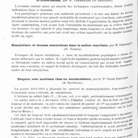 0925 - Page 862 - XXXVe Congrès des aliénistes et neurologistes de France et des pays de langue française. Session de Bordeaux. - 7-12 avril 1931. Communications diverses. Le terrain tuberculeux chez les enfants anormaux, par M. Vermeylen... / La mesure de l'intelligence des paralytiques généraux avant et après la malarisation, par M. Vermeylen... / Simulations et fausses simulations dans le milieu maritime, par M. Darlequy... / Stupeur avec mutisme chez un sursimulateur, par le Pr René Gruchet...