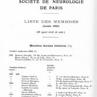 0104 - Page 46 - Société de neurologie de Paris. Liste des membres. (Année 1932) (86 ayant droit de vote)