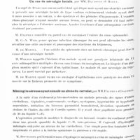 0212 - Page 154 - Sociétés. Société d'oto-neuro-ophtalmologie de Paris. Séance du 9 décembre 1931. Un cas de névralgie faciale, par MM. Baudouin et Hervy / Méningite séreuse ayant simulé un abcès du cervelet, par MM. Halphen et Salomon