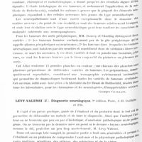 0218 - Page 160 - Analyses. Neurologie. Études générales. Bibliographie. Roussy (Gustave) et Oberling (Charles). Les tumeurs des centres nerveux et des nerfs périphériques. Atlas du cancer... / Levy-Valensi (J.). Diagnostic neurologique..., Paris, J.-B. Baillière et Fils