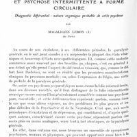 0414 - Page 356 - Mémoires originaux. Paralysie générale à son début et psychose intermittente à forme circulaire. Diagnostic différentiel : nature organique probable de cette psychose, par Magalhaes Lemos...