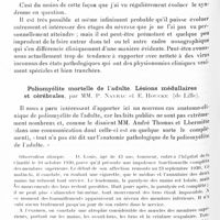 0470 - Page 412 - Société de neurologie de Paris. Séance du 18 février 1932. Polynévrite infectieuse ou schwannite à virus neurotrope (Documents histo-pathologiques), par M. Jean Dechaume / Poliomyélite mortelle de l'adulte. Lésions médullaires et cérébrales, par MM. P. Nayrac et E. Houcke...