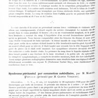 0524 - Page 466 - Société de neurologie de Paris. Séance du 3 mars 1932. Coup de couteau dans l'orbite gauche ayant nécessité l'énucléation. Hémiplégie gauche. Ophtalmoplégie totale droite. Moria, par M. J. Trabaud / Syndrome péritonéal par commotion médullaire, par M. Marcel Arnaud (présenté par M. Clovis Vincent)