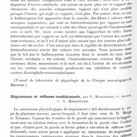 0532 - Page 474 - Société de neurologie de Paris. Séance du 3 mars 1932. Modifications des chronaxies neuro-musculaires à la suite de l'intoxication bulbocapninique du chat dont on a enlevé l'écorce cérébrale, par MM. G. Marinesco, O. Sager et A. Kreindler (Travail du laboratoire de physiologie de la clinique neurologique de Bucarest) / Bégaiement et réflexes conditionnels, par G. Marinesco, O. Sager et A. Kreindler