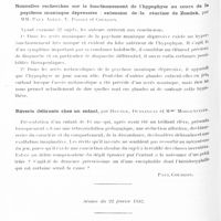 0600 - Page 542 - Sociétés. Société médico-psychologique. Séance du 11 février 1932. Recherches sur le fonctionnement de l'hypophyse, par MM. Xavier et Paul Abely, V. Passet et Couléon / Nouvelles recherches sur le fonctionnement de l'hypophyse au cours de la psychose maniaque dépressive : extension de la réaction de Zondek, par MM. Paul Abély, V. Passet et Couleon / Rêverie délirante chez un enfant, par Heuter, Dublineau et Mme Morgenstein / Séance du 22 février 1932. Délire aigu et acétonémie, par Martimor, Mme Mornet et Brezinski