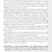 0626 - Page 568 - Analyses. Neurologie. Études spéciales. Moelle. Thoyer (G.). Le syndrome de Brown-Séquard et les voies de la sensibilité dans la moelle. Thèse Paris, 1931... / Marinesco (G.), State Draganesco et St. Chiser. Myélite suraiguë du cône terminal apparue chez un ancien poliomyélitique au cours d'une vaccinothérapie et coexistant avec une éruption zostériforme fessière. Bull. et mém. de la Soc. médic. des hôpitaux de Paris...