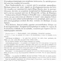 0751 - Page 693 - Société de neurologie de Paris. Séance du 7 avril 1932. Communications et présentations. Paraplégie et macrogénitosomie précoce dans un cas d'hydrocéphalie congénitale avec os du crâne épais. Aspect en « patte d'araignée » de la circulation artérielle cérébrale des hydrocéphaliques, par MM. Egas Moniz et Almeida Lima