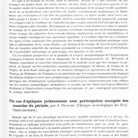 0799 - Page 741 - Société de neurologie de Varsovie. Séance du 18 décembre 1931. Un cas de poliomyélite antérieure subaiguë de l'adutle, par Grabarz (Clinique neurol. du Pr Orzechoswski) / Un cas de « névrose des crampes » de Wernicke, par M. W. Sterling / Un cas d'épilepsie jacksonienne avec participation marquée des muscles du périnée, par A. Opalski (Clinique neurologique du Prof. Orzechowski)